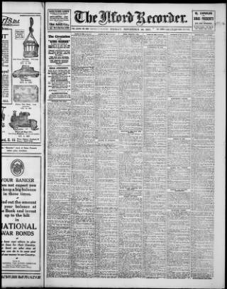 cover page of Ilford Recorder published on November 30, 1917