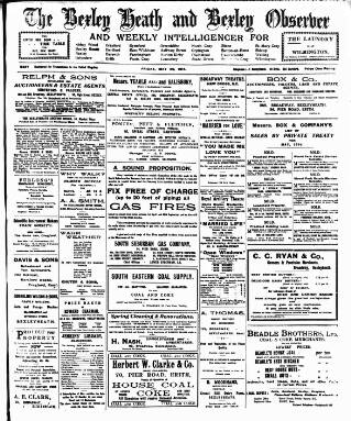 cover page of Bexley Heath and Bexley Observer published on May 29, 1914