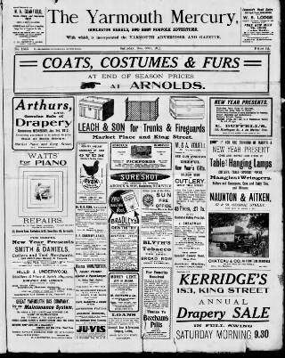cover page of Yarmouth Mercury published on December 30, 1911