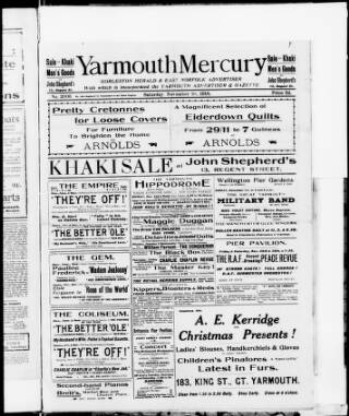 cover page of Yarmouth Mercury published on November 30, 1918