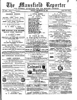 cover page of Mansfield Reporter published on December 30, 1881