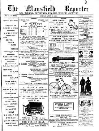 cover page of Mansfield Reporter published on July 6, 1888