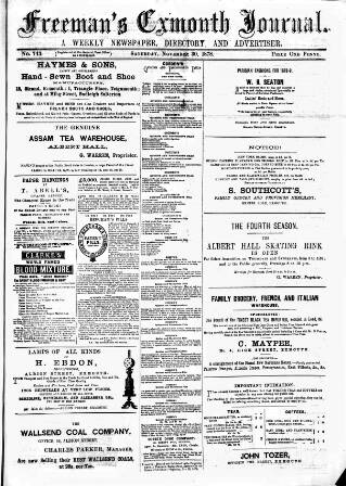 cover page of Exmouth Journal published on November 30, 1878