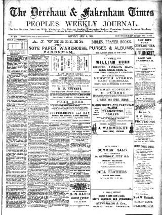cover page of Dereham and Fakenham Times published on July 6, 1889