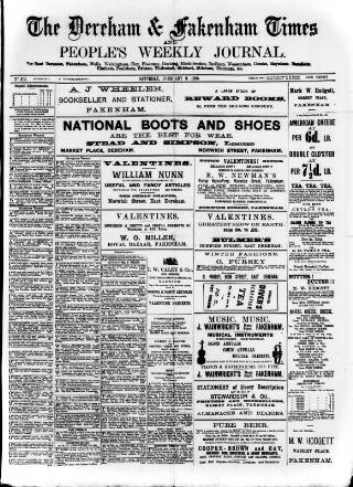 cover page of Dereham and Fakenham Times published on February 8, 1890