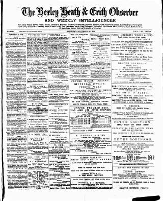 cover page of Bexley Heath and Bexley Observer published on November 30, 1889