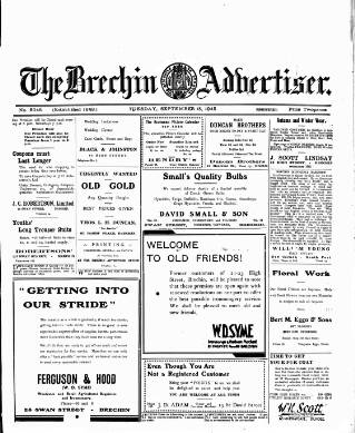cover page of Brechin Advertiser published on September 18, 1945