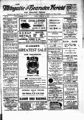 cover page of Milngavie and Bearsden Herald published on February 28, 1919
