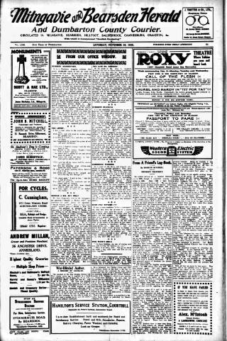 cover page of Milngavie and Bearsden Herald published on November 30, 1935