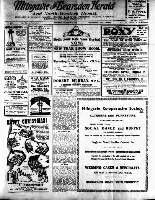 cover page of Milngavie and Bearsden Herald published on December 30, 1939