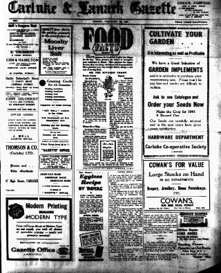 cover page of Carluke and Lanark Gazette published on February 28, 1941