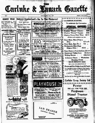 cover page of Carluke and Lanark Gazette published on May 29, 1953