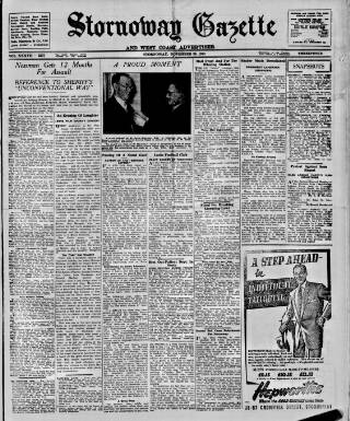 cover page of Stornoway Gazette and West Coast Advertiser published on November 30, 1954