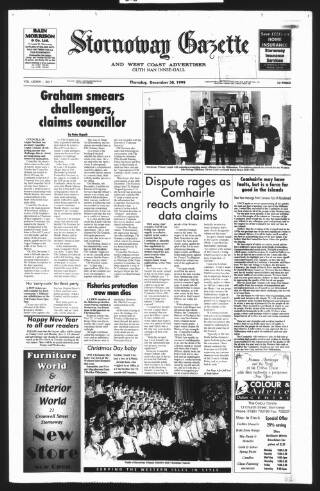 cover page of Stornoway Gazette and West Coast Advertiser published on December 30, 1999