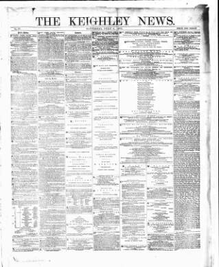 cover page of Keighley News published on July 6, 1872