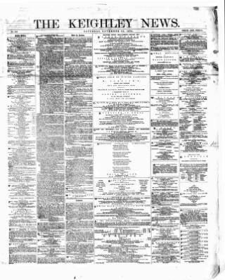 cover page of Keighley News published on November 30, 1872