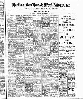 cover page of Barking, East Ham & Ilford Advertiser published on November 30, 1907