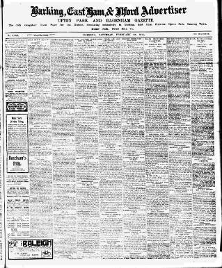 cover page of Barking, East Ham & Ilford Advertiser published on February 28, 1914