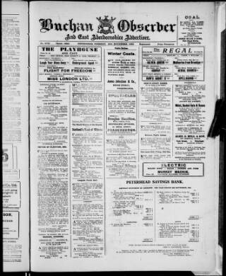 cover page of Buchan Observer and East Aberdeenshire Advertiser published on November 30, 1943