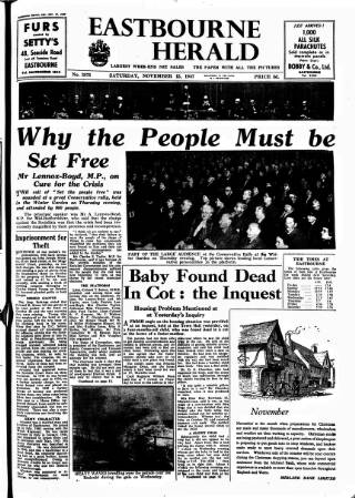 cover page of Eastbourne Herald published on November 15, 1947