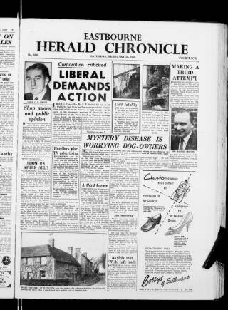 cover page of Eastbourne Herald published on February 28, 1959
