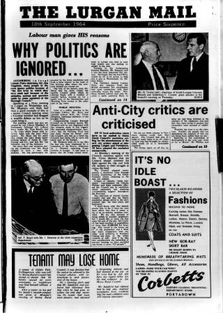 cover page of Lurgan Mail published on September 18, 1964