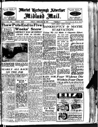 cover page of Market Harborough Advertiser and Midland Mail published on February 28, 1947