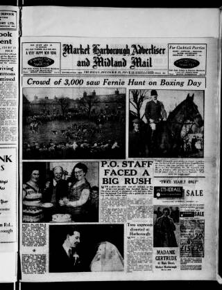cover page of Market Harborough Advertiser and Midland Mail published on December 30, 1954