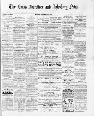 cover page of Bucks Advertiser & Aylesbury News published on December 30, 1882