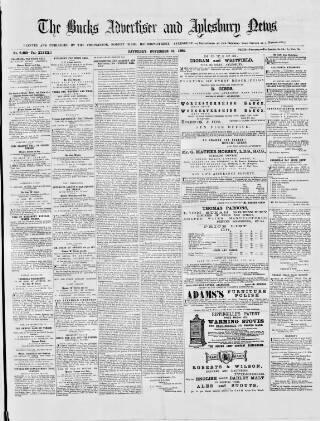 cover page of Bucks Advertiser & Aylesbury News published on November 15, 1884