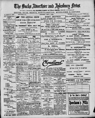 cover page of Bucks Advertiser & Aylesbury News published on July 6, 1907
