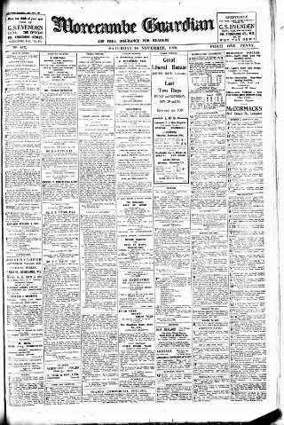 cover page of Morecambe Guardian published on November 30, 1929