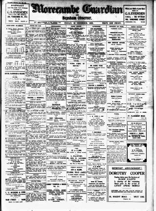 cover page of Morecambe Guardian published on December 30, 1932