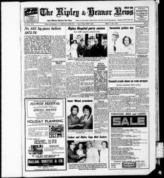 cover page of Ripley and Heanor News and Ilkeston Division Free Press published on July 6, 1973