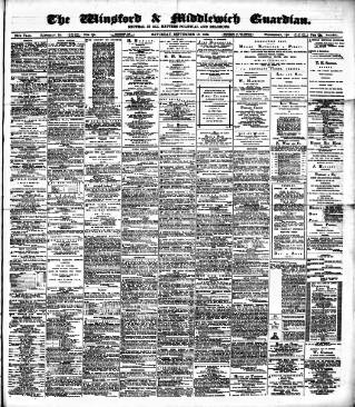 cover page of Winsford & Middlewich Guardian published on September 18, 1886