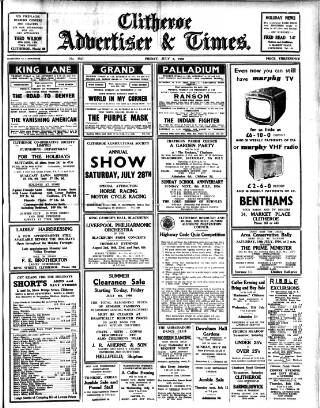 cover page of Clitheroe Advertiser and Times published on July 6, 1956