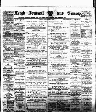 cover page of Leigh Journal and Times published on November 15, 1889