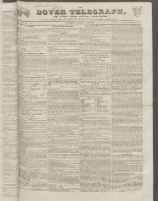 cover page of Dover Telegraph and Cinque Ports General Advertiser published on February 28, 1835