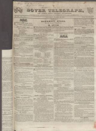 cover page of Dover Telegraph and Cinque Ports General Advertiser published on December 30, 1837