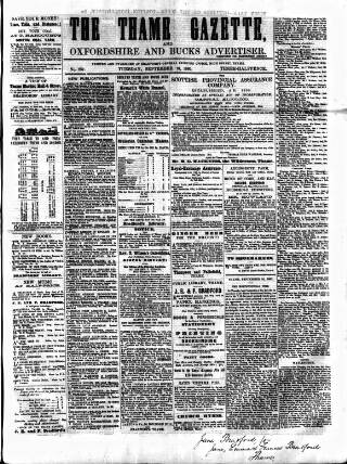 cover page of Thame Gazette published on September 18, 1860