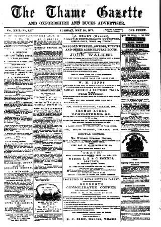 cover page of Thame Gazette published on May 29, 1877