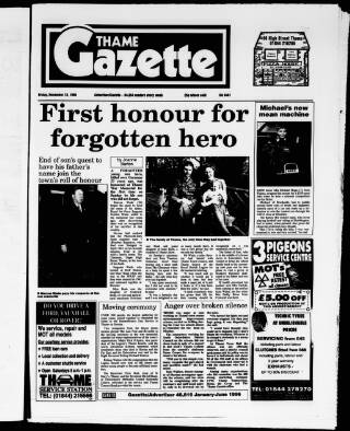 cover page of Thame Gazette published on November 15, 1996