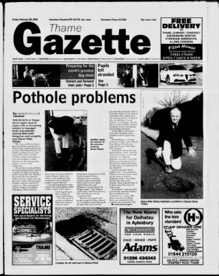 cover page of Thame Gazette published on February 28, 2003