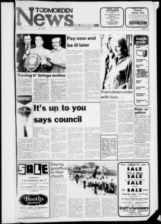 cover page of Todmorden & District News published on July 6, 1979