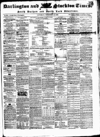 cover page of Darlington & Stockton Times, Ripon & Richmond Chronicle published on November 15, 1856