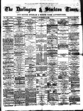 cover page of Darlington & Stockton Times, Ripon & Richmond Chronicle published on September 18, 1880