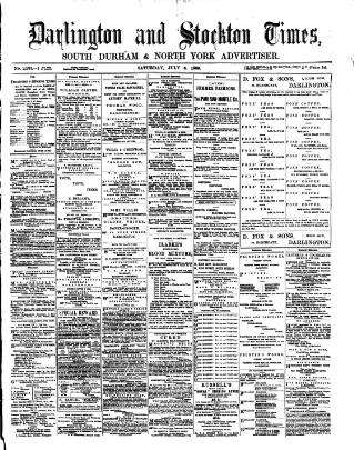 cover page of Darlington & Stockton Times, Ripon & Richmond Chronicle published on July 6, 1889