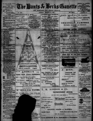 cover page of Hants and Berks Gazette and Middlesex and Surrey Journal published on December 30, 1899
