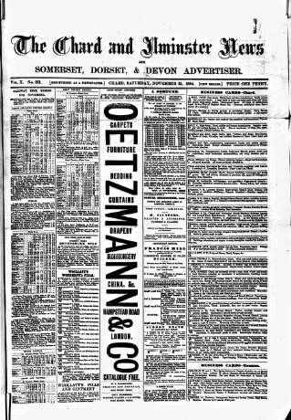 cover page of Chard and Ilminster News published on November 15, 1884