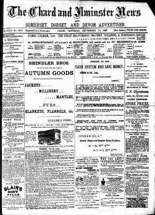 cover page of Chard and Ilminster News published on September 18, 1897